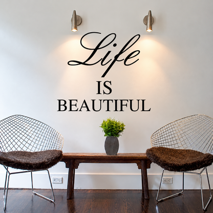 Life Is Beautiful Wall Quote Decal on wall
