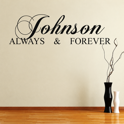 Personalized Family Name Wall Quote Decal on wall