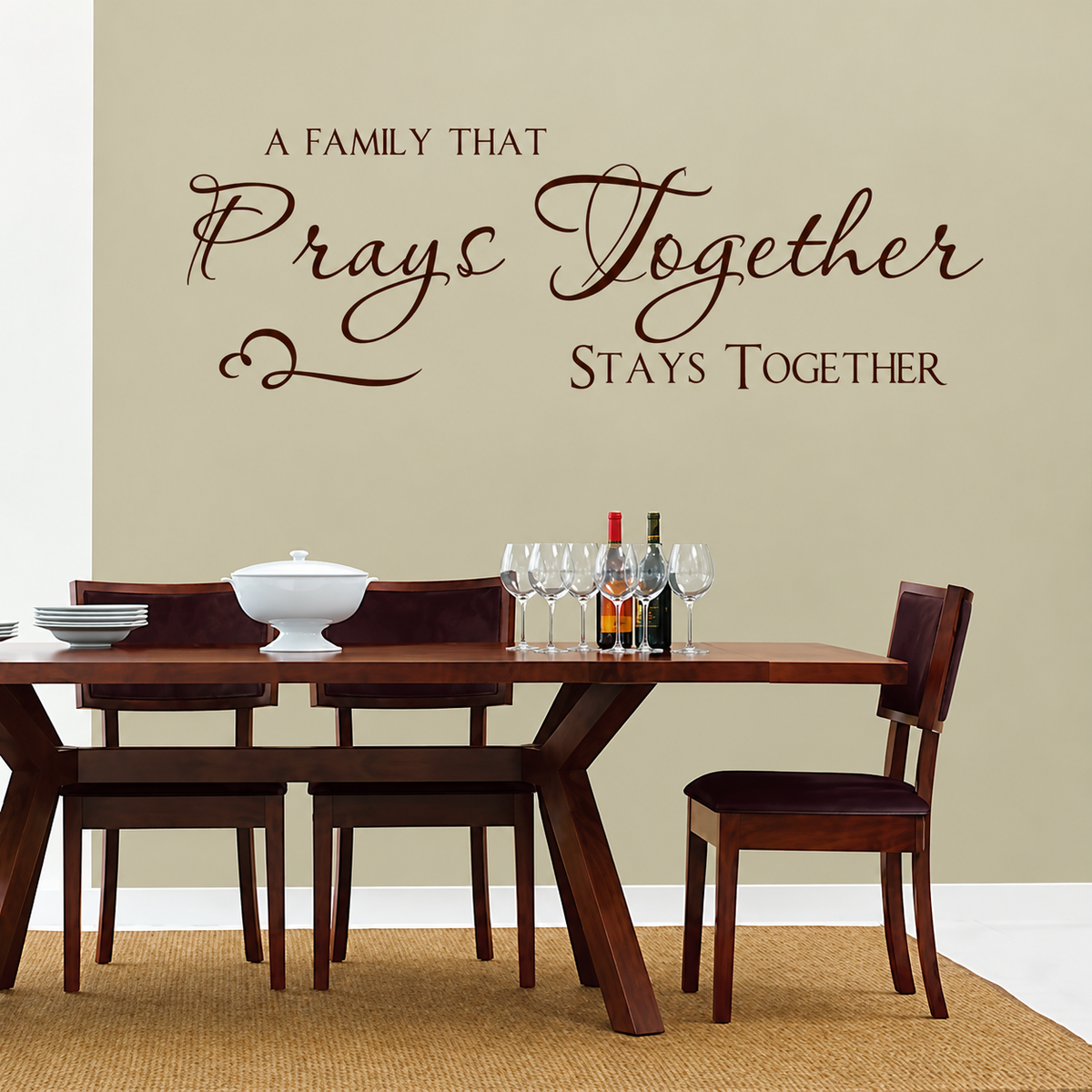 Dining Room Wall Quote Decal on wall