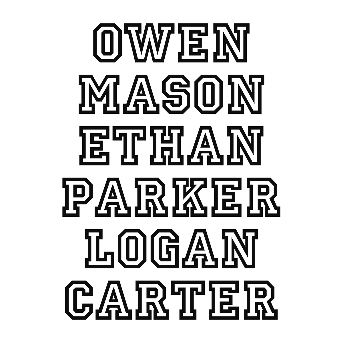 Personalized name examples in this lettering style