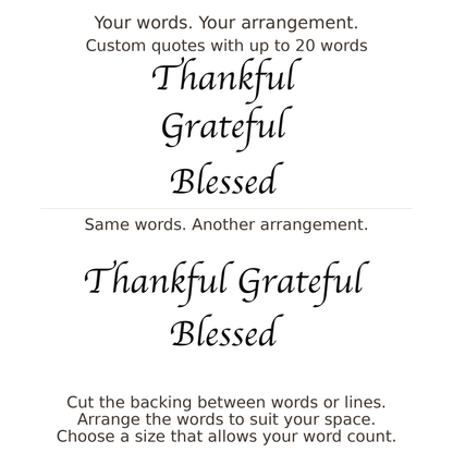 Large readable custom quote guide showing two arrangements with the same letter size