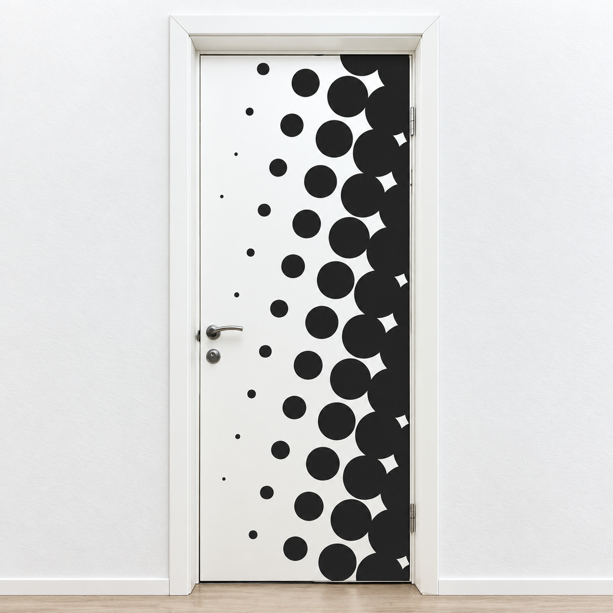 Halftone Dot Pattern Wall Decal — enhanced original room photo