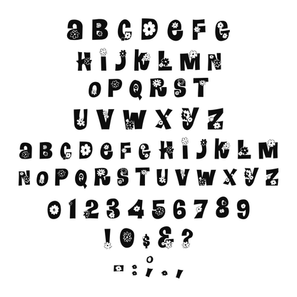 Alphabet and available characters in this lettering style