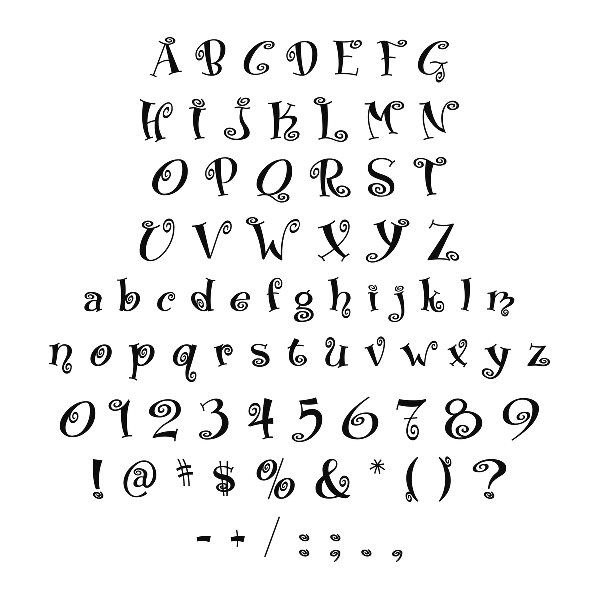 Alphabet and available characters
