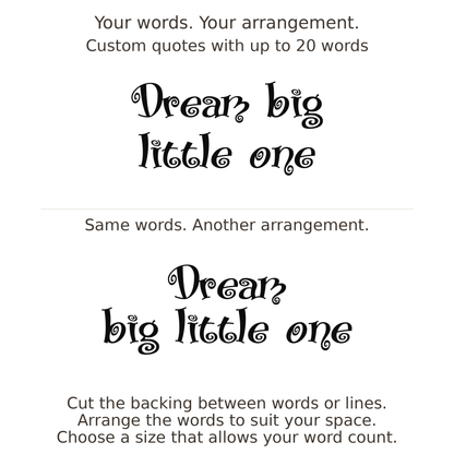 Large readable custom quote guide showing two arrangements with the same letter size