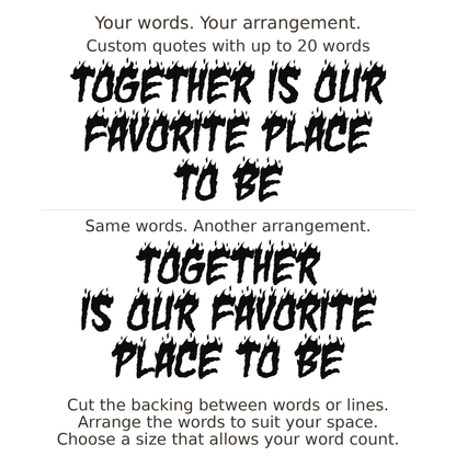 Large readable custom quote guide showing two arrangements with the same letter size