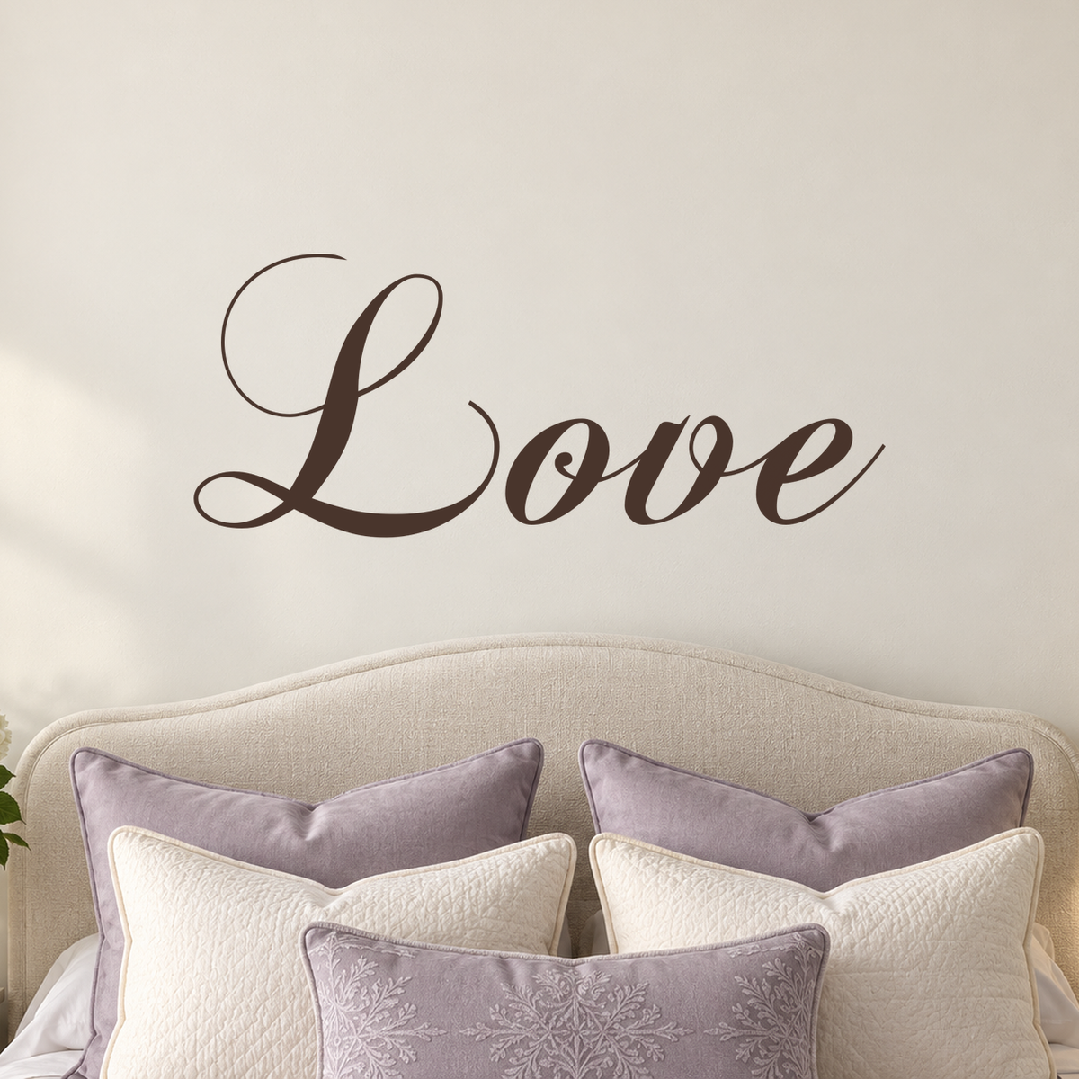 Close-up custom lettering example on a smooth wall