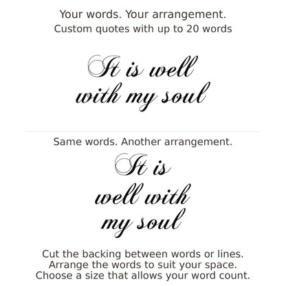Large readable custom quote guide showing two arrangements with the same letter size