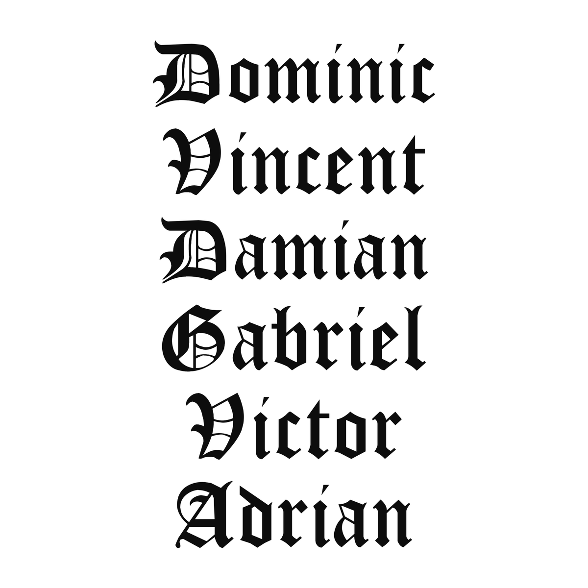Several personalized name examples