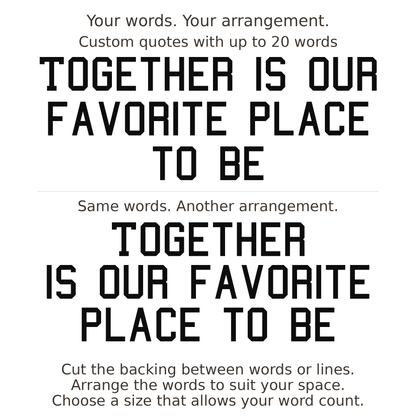 Large readable custom quote guide showing two arrangements with the same letter size