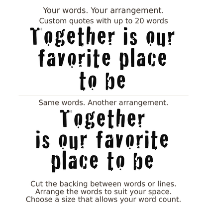 Large readable custom quote guide showing two arrangements with the same letter size
