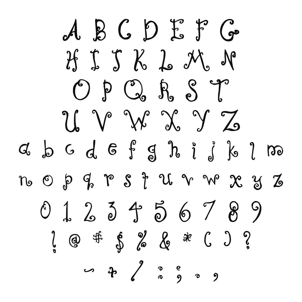 Alphabet and available characters