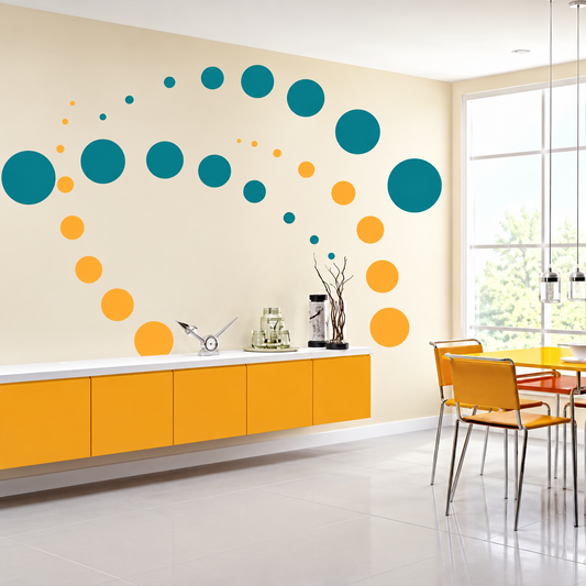 Graduated Dot Wall Decals - Set of 16 — enhanced original room photo