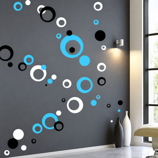 Thick Rings and Dots Wall Decal Set — enhanced original room photo