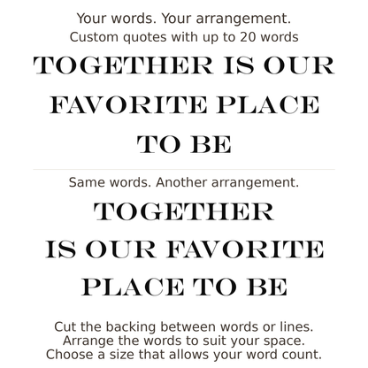 Large readable custom quote guide showing two arrangements with the same letter size