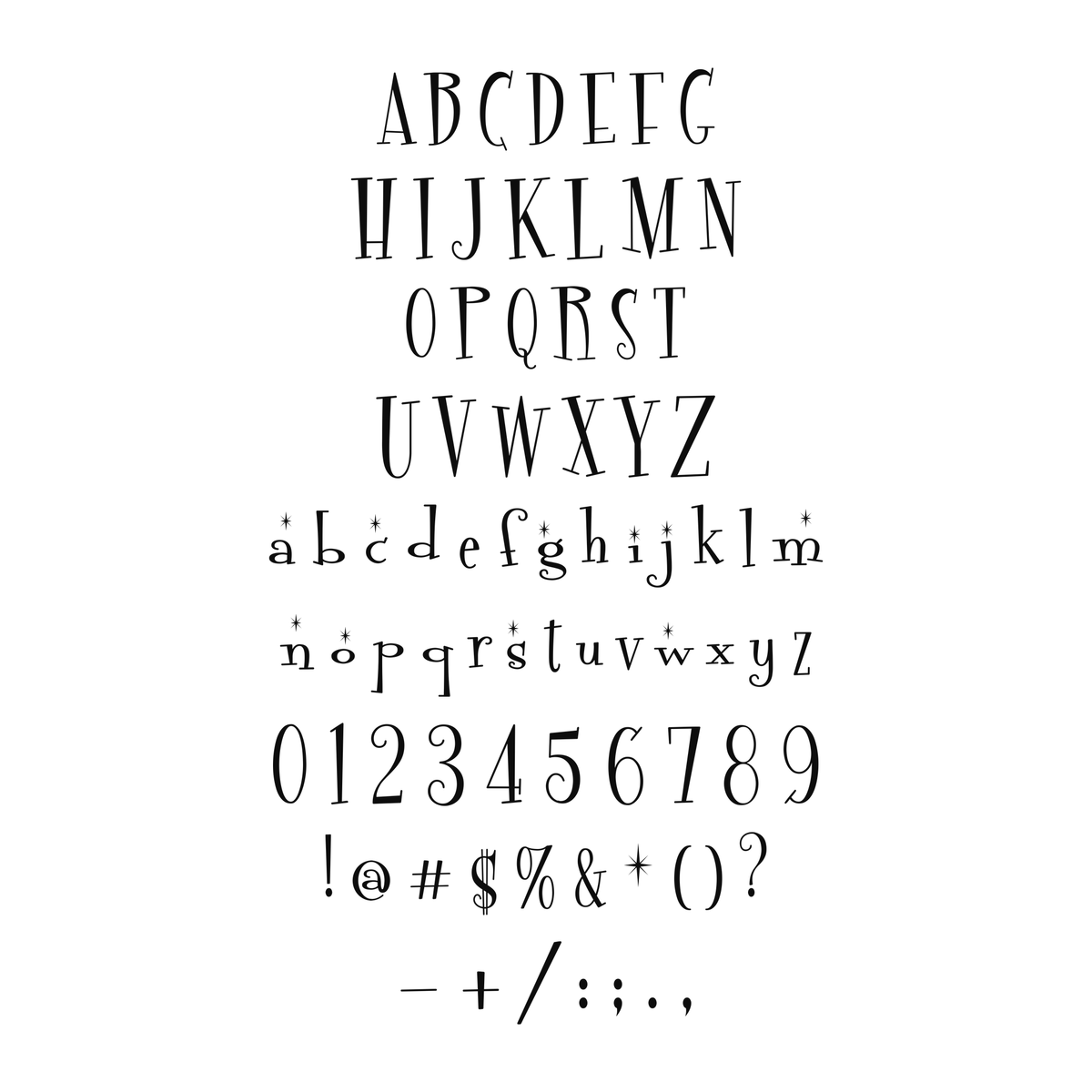 Alphabet and available characters