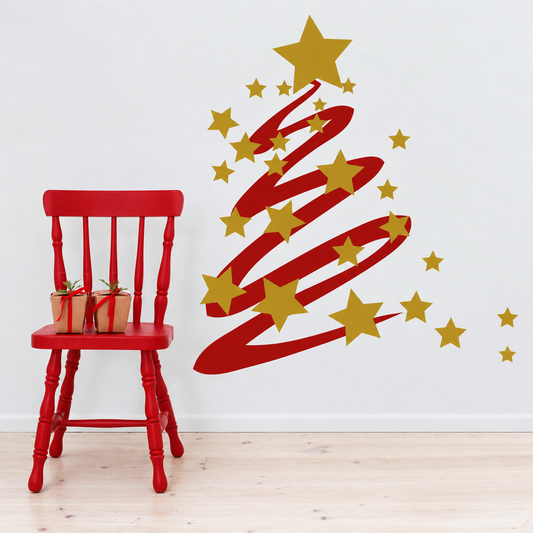 Christmas Tree & Stars Wall Decal Set — enhanced original room photo