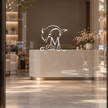 Decorative initial on glass