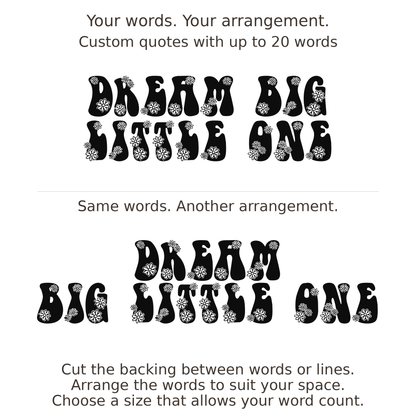 Large readable custom quote guide showing two arrangements with the same letter size