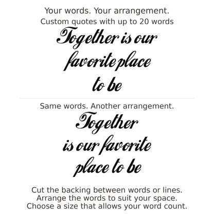 Large readable custom quote guide showing two arrangements with the same letter size