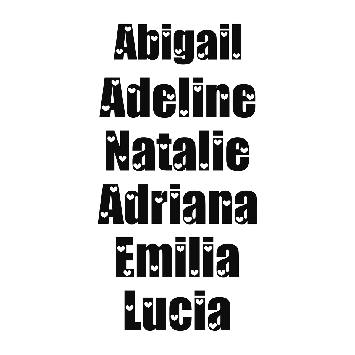 Several personalized name examples