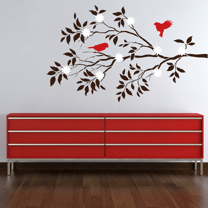 Birds and Flowering Branch Wall Decal — enhanced main image
