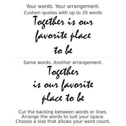 Large readable custom quote guide showing two arrangements with the same letter size