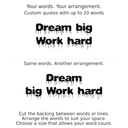 Large readable custom quote guide showing two arrangements with the same letter size