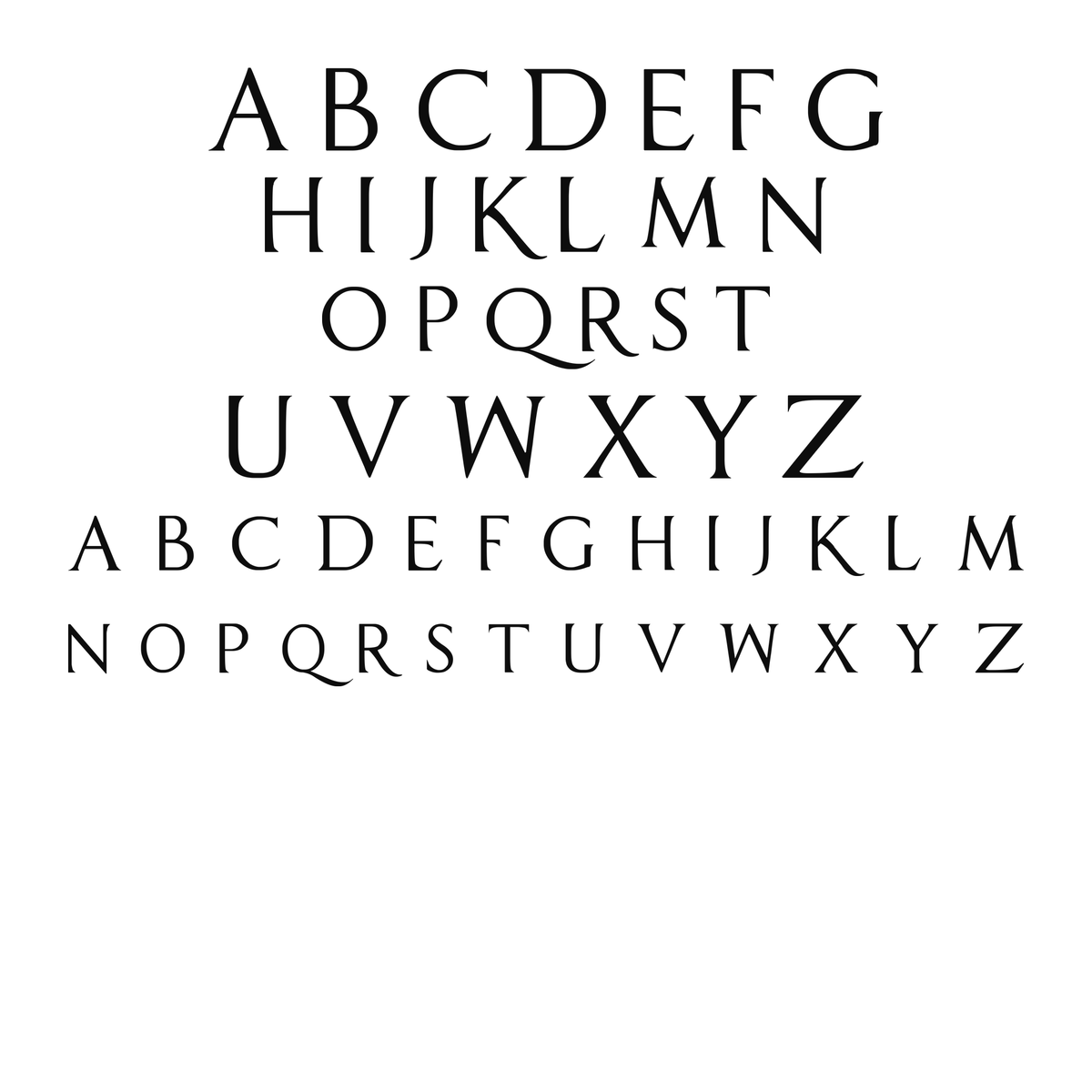 Alphabet and available characters