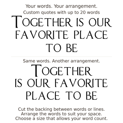 Large readable custom quote guide showing two arrangements with the same letter size