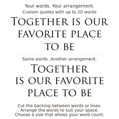 Large readable custom quote guide showing two arrangements with the same letter size