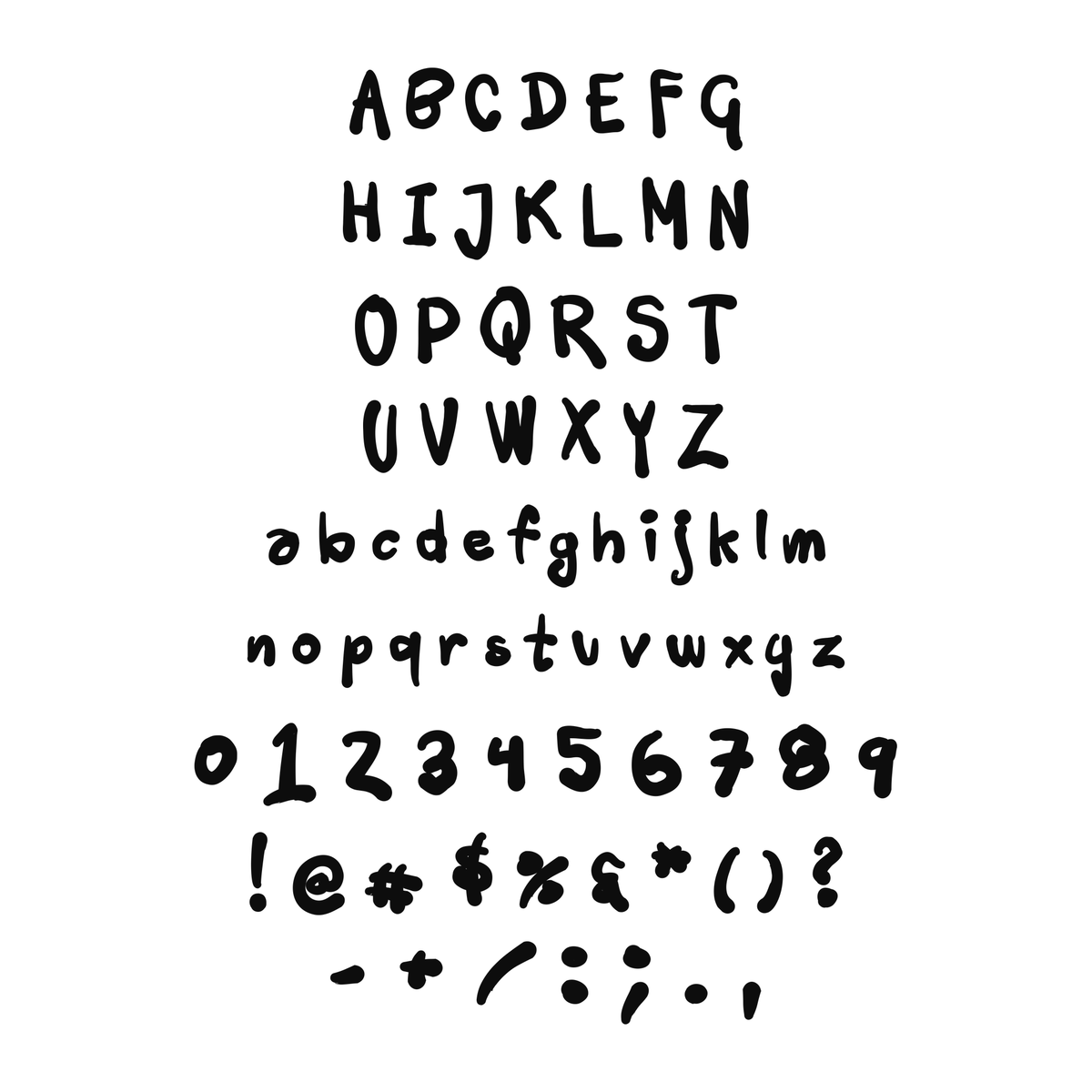 Alphabet numbers and available symbols