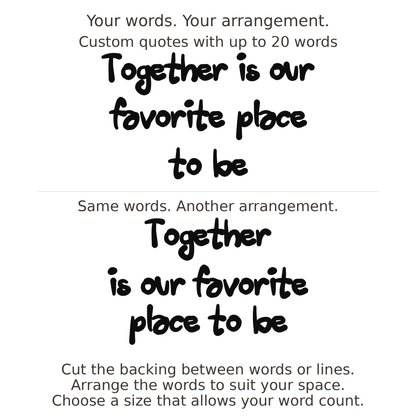 Large readable custom quote guide showing two arrangements with the same letter size