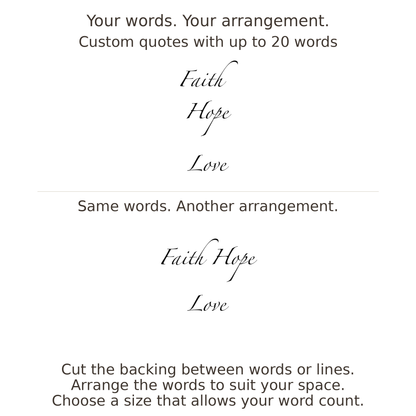 Large readable custom quote guide showing two arrangements with the same letter size