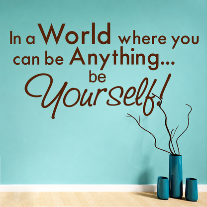 In a world where you can be anything be yourself wall quote