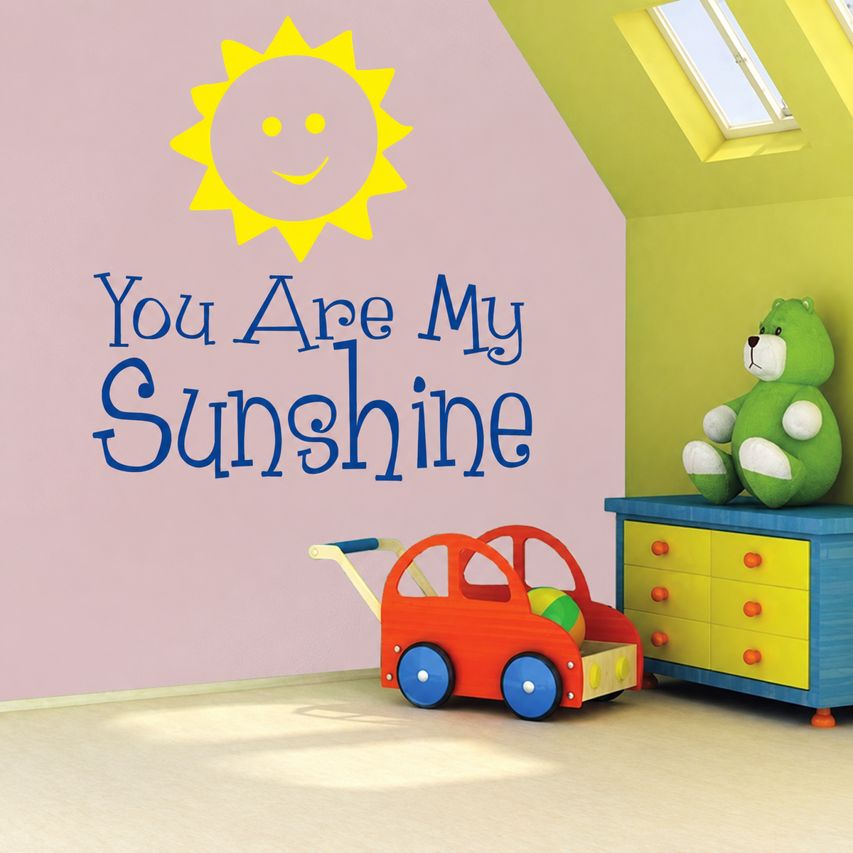 you are my sunshine wall quote decal displayed on a wall