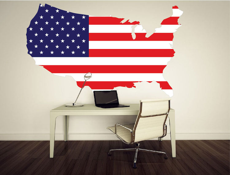 American Flag Wall Decal  Patriotic Wall Decor Large US Flag Stickers