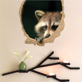 Raccoon Wall Decal Wild Animal Wall Decal Mural Sticker Bedroom Apartment Wall Decal, a39