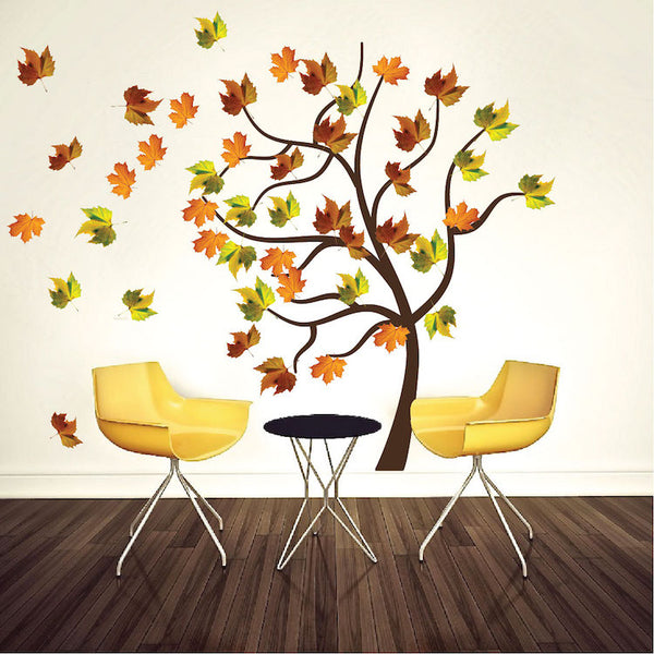 Autumn Tree Wall Decal Leaves Sticker Fall Window Decals Leave Decals