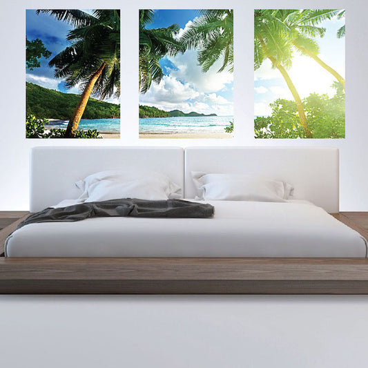 Palm Tree Wall Decal Self Adhesive Wall Mural of The Beach and Ocean, c64