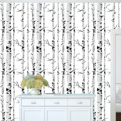 Birch Tree Wallpaper Decal Removable Birch Tree Self Adhesive Wallpaper, w05