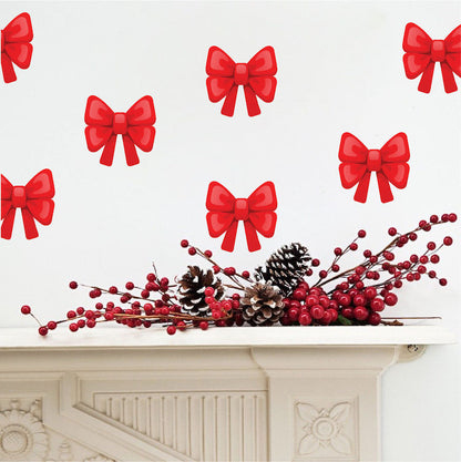 Christmas Bows Wall Decal Decor Removable Winter Bow Decorations Room Wall Decal, h41