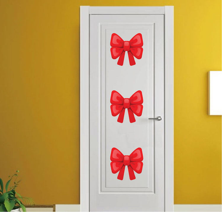 Christmas Bows Wall Decal Decor Removable Winter Bow Decorations Room Wall Decal, h41