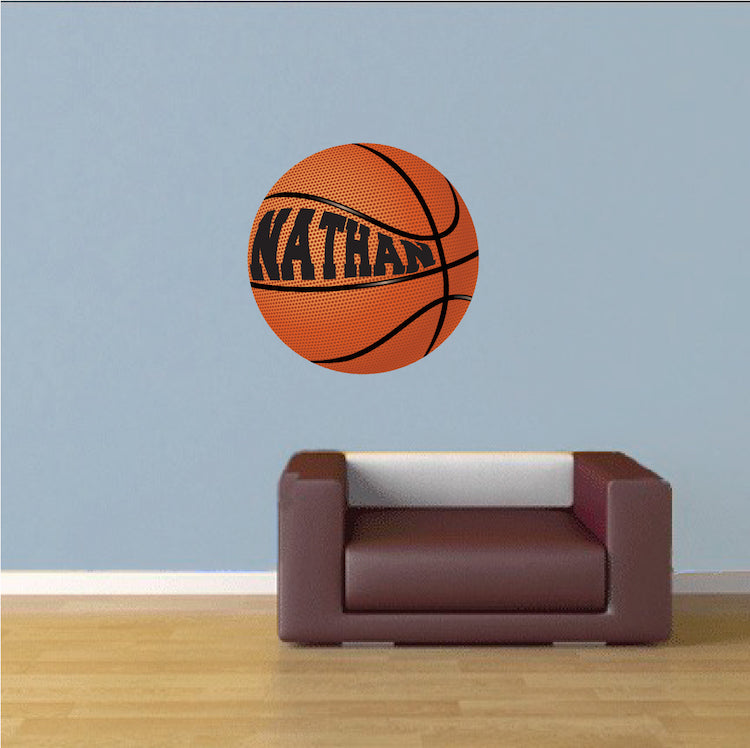 Custom Basketball Wall Decal Personalized Name Basket Ball Kids Room Sports Vinyl Decor, e43