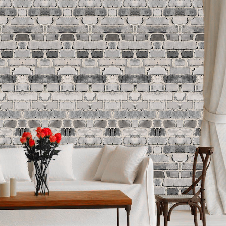 Grey Brick Wallpaper Wall Decal Removable Bricks Wall Paper Vinyl Bricks Decals, w01