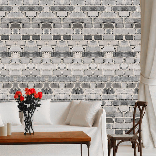 Grey Brick Wallpaper Wall Decal Removable Bricks Wall Paper Vinyl Bricks Decals, w01