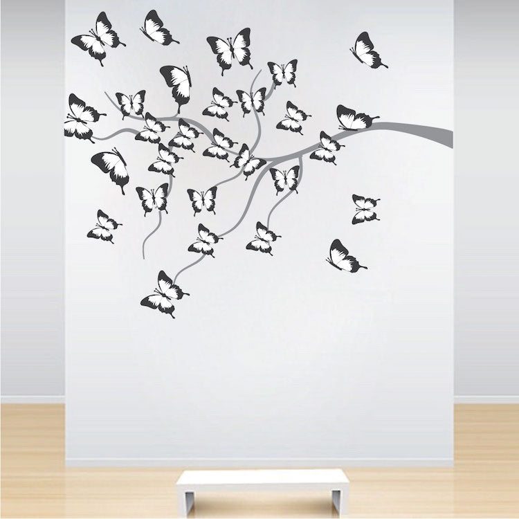 Custom Butterfly Tree Wall Decal Peel and Stick Nursery Tree Large Tree Decal, n57