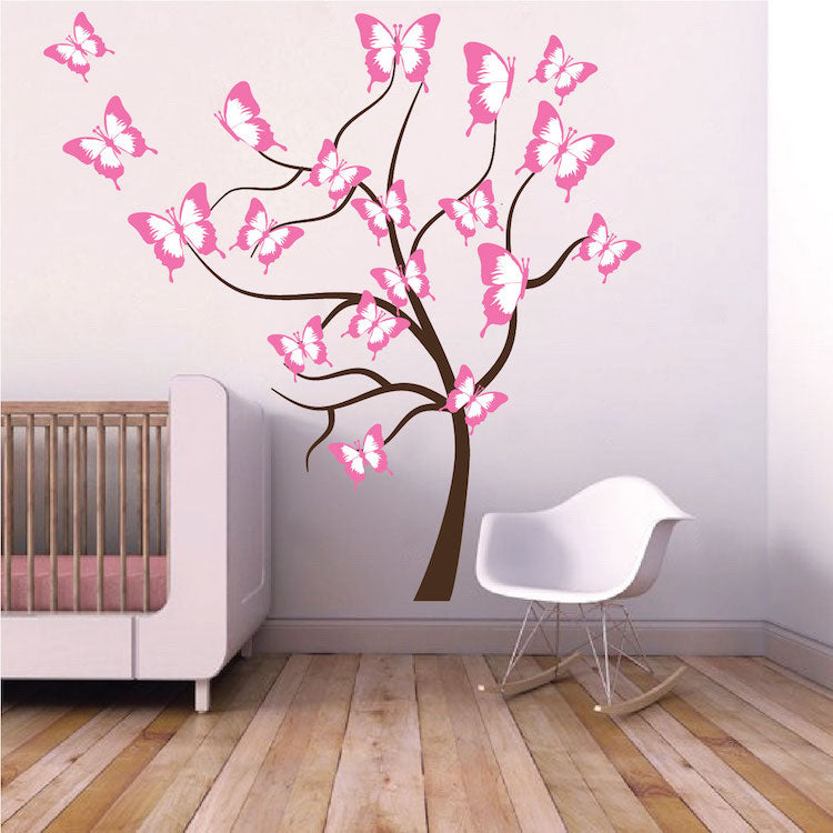 Custom Butterfly Tree Wall Decal Peel and Stick Nursery Tree Large Tree Decal, n57