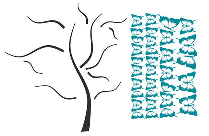 Custom Butterfly Tree Wall Decal Peel and Stick Nursery Tree Large Tree Decal, n57