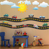 Cars and Race Track Wall Decal Kid's Bedroom Racetrack Wall Decor Removable Car Stickers, b41